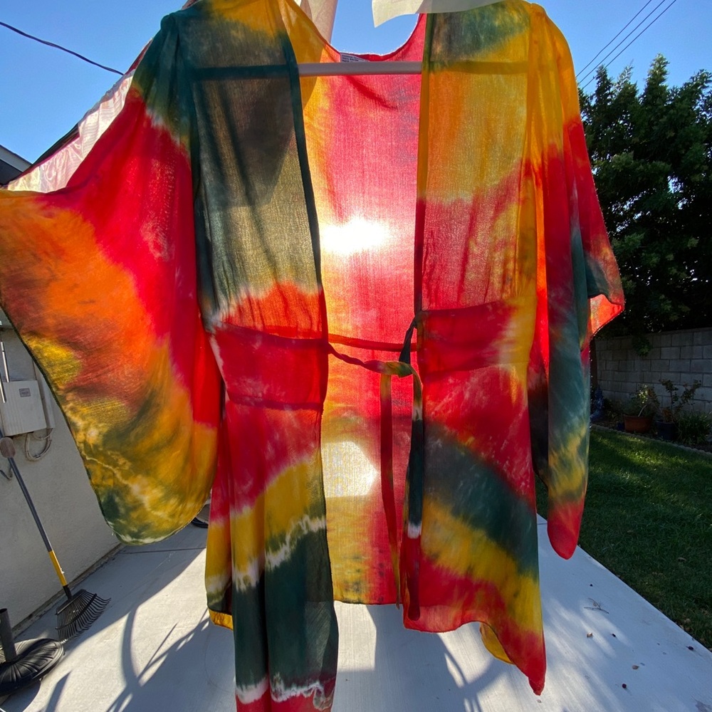 Rasta Kimono sleeve jacket. Hand dyed. %100 Rayon